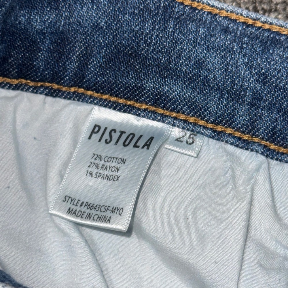 PISTOLA High Rise Distressed Straight Leg Jeans Blue Light Wash Size 25 Casual - Picture 6 of 10